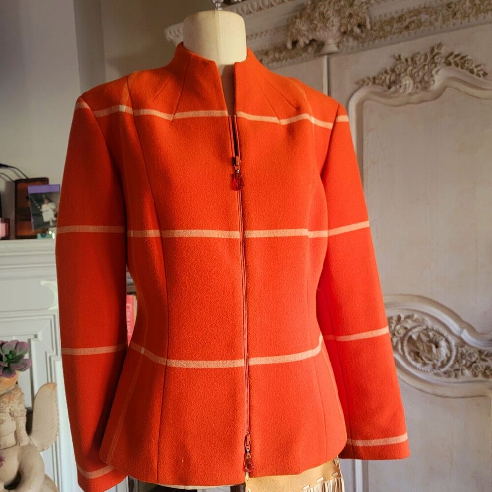 Vintage Orange Earl Rutenberg ladies blazer Sz XS USA Runs Big